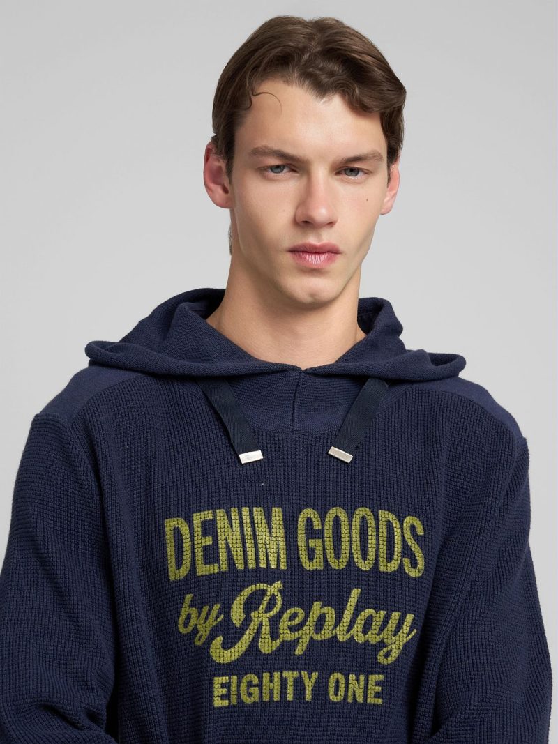 cotton blend hooded pullover with print
