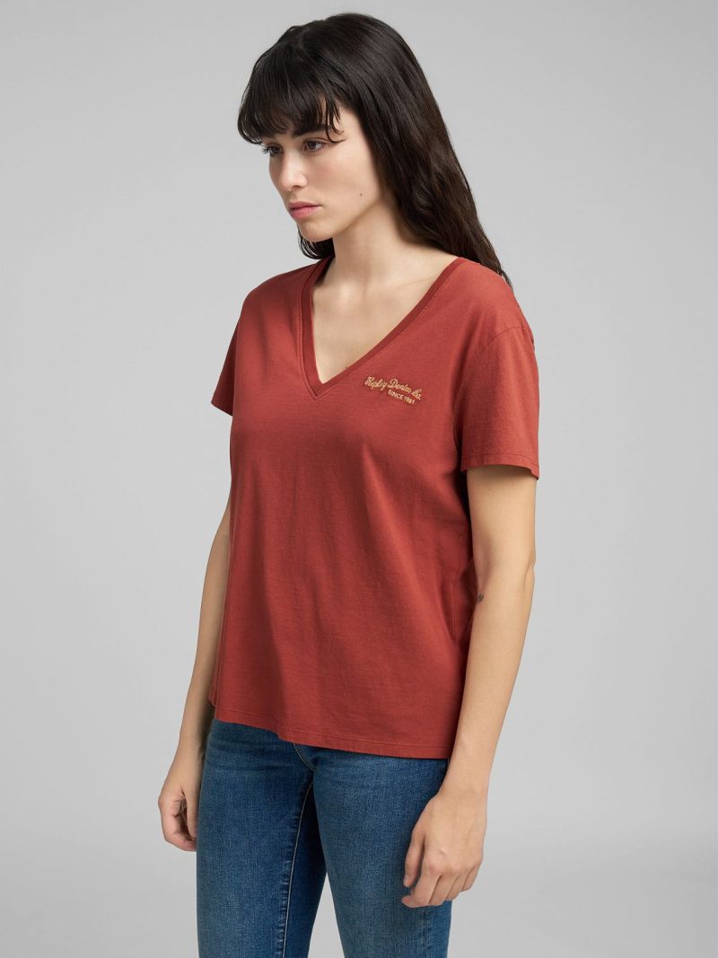 brown jersey v neck t shirt