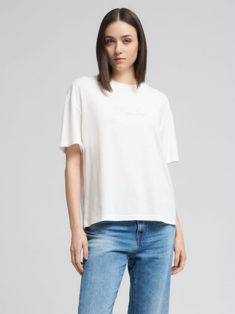 off white cotton crew neck t shirt