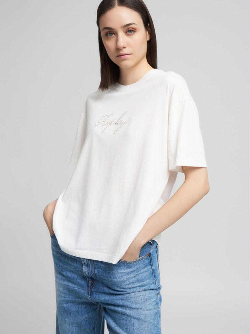 off white cotton crew neck t shirt