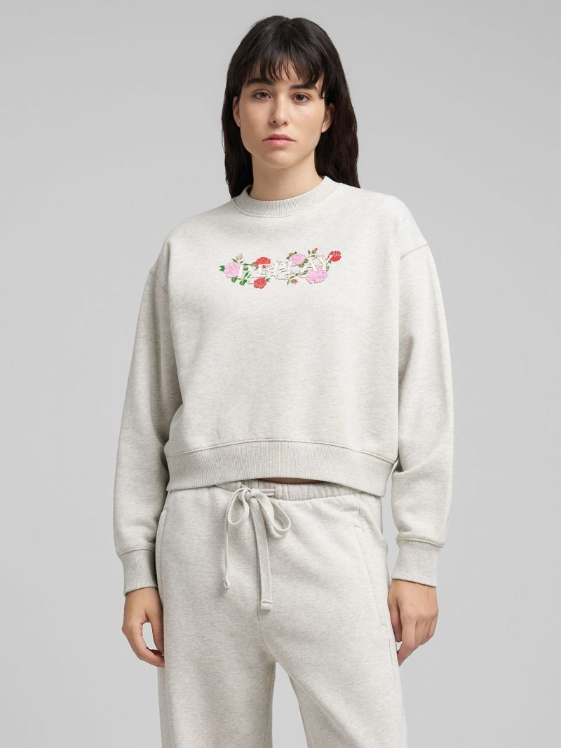 sweatshirt with logo and rose print