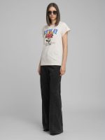 white jersey t shirt with rose and logo print