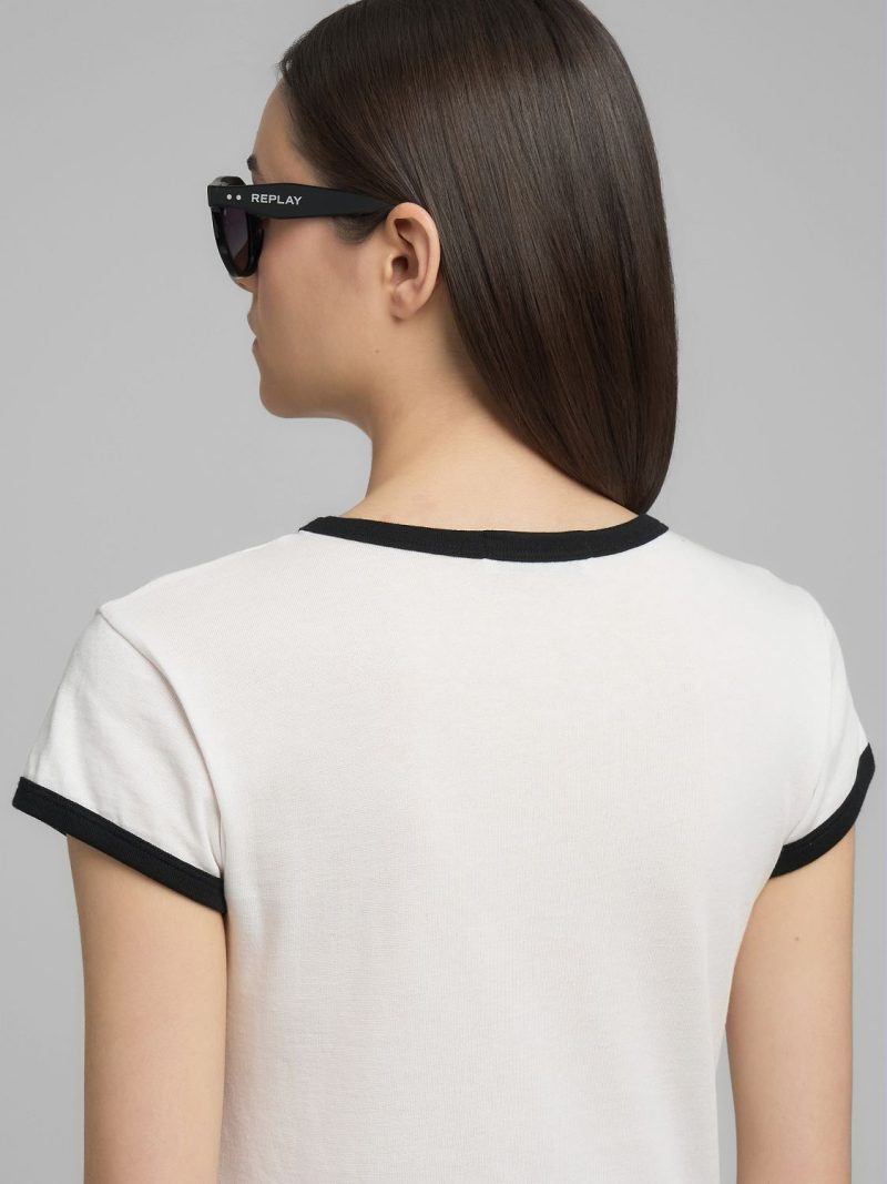 natural white cotton t shirt with maxi lettering