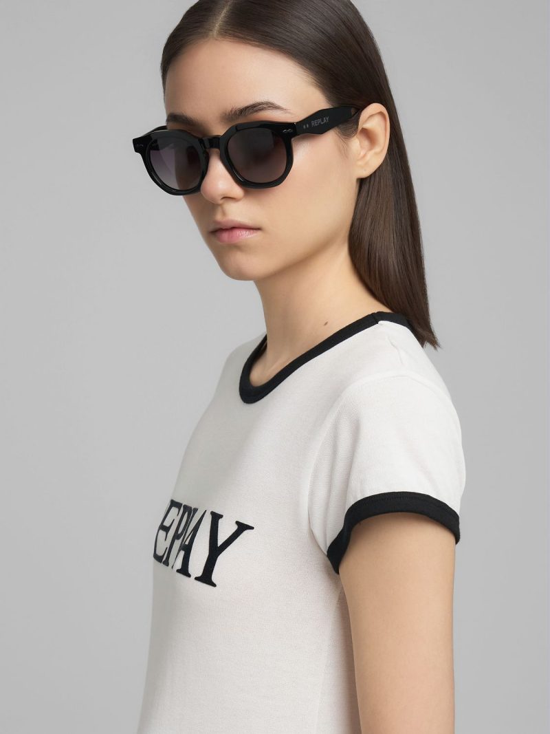 natural white cotton t shirt with maxi lettering