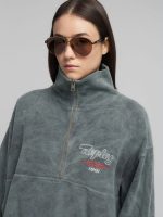 high neck sweatshirt with half zip