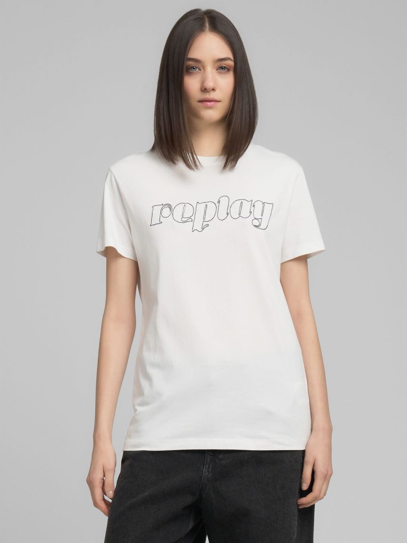 white cotton t shirt with embroidery