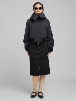 poly satin cropped jacket with maxi lapels