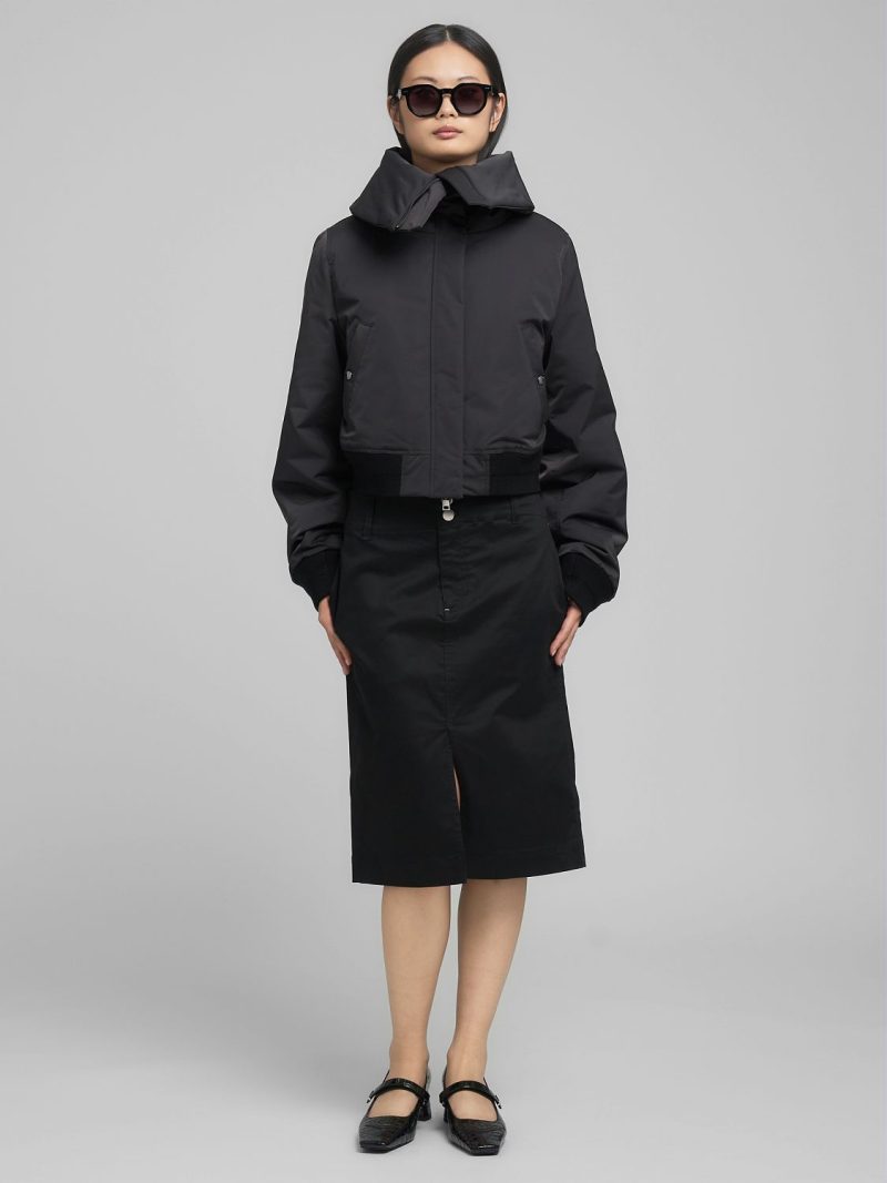 poly satin cropped jacket with maxi lapels