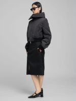 poly satin cropped jacket with maxi lapels