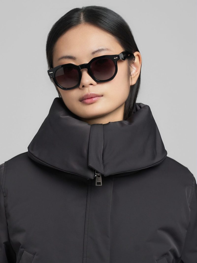 poly satin cropped jacket with maxi lapels