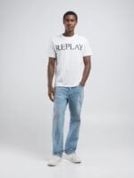 t shirt with maxi logo print natural