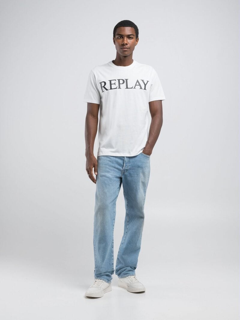 t shirt with maxi logo print natural
