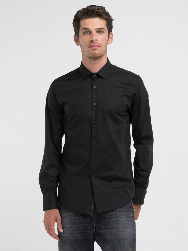 black cotton poplin shirt