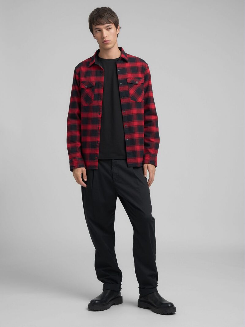denim shirt with lettering