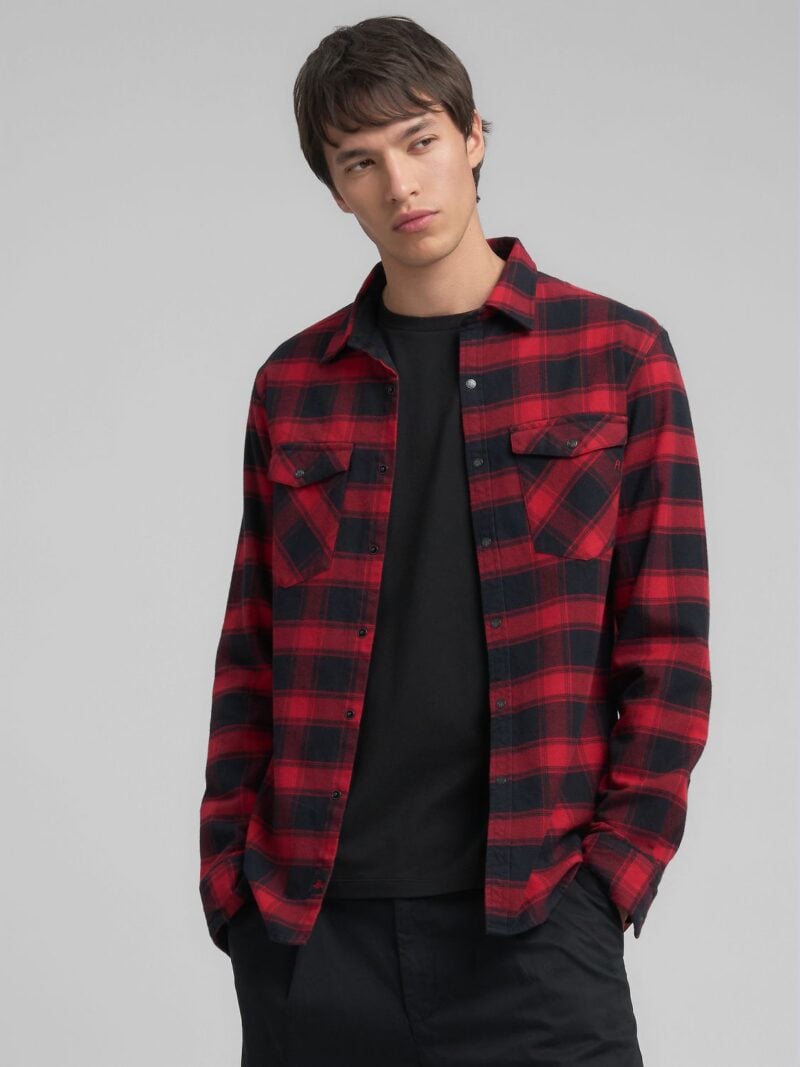 denim shirt with lettering
