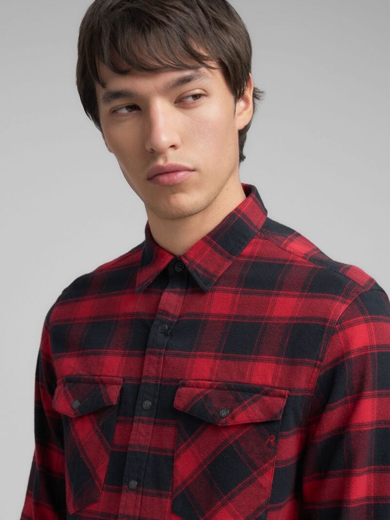 denim shirt with lettering