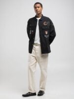 black shacket with patch