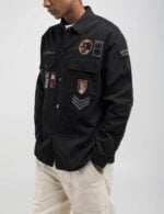 shacket with patch black