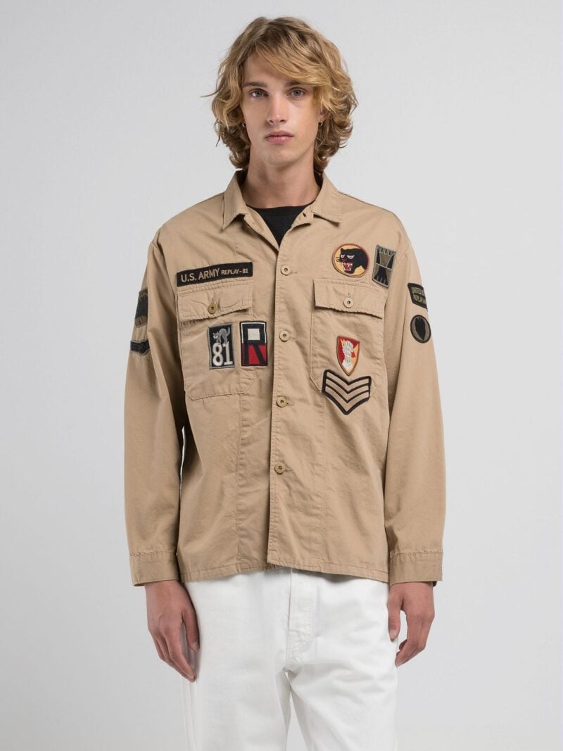 shacket with patch black