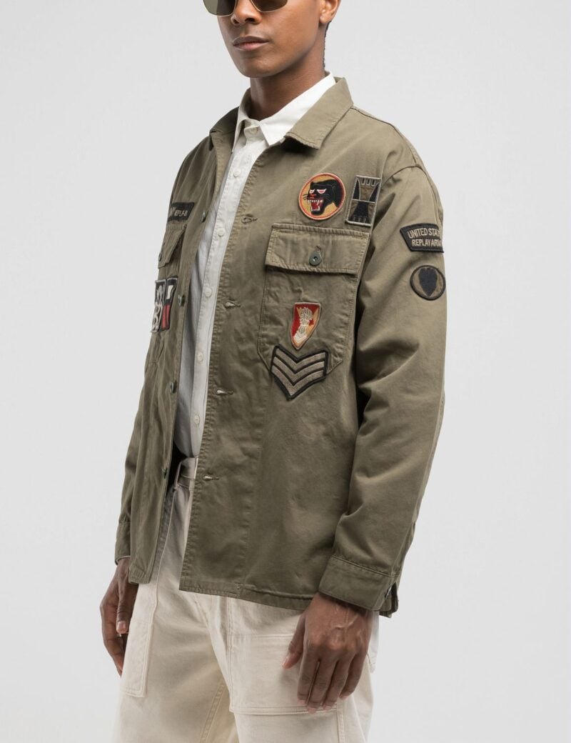 shacket with patch black