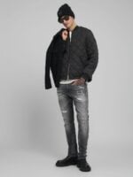 black quilted ripstop bomber jacket