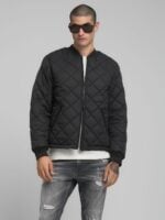 black quilted ripstop bomber jacket