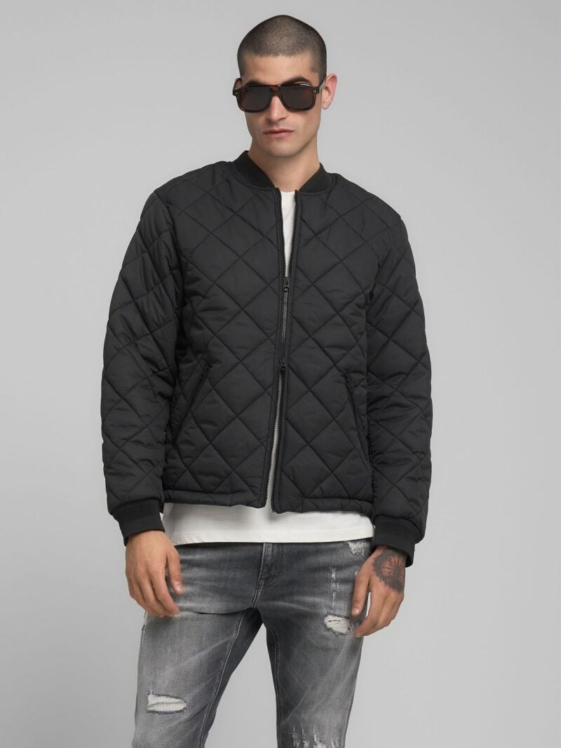 black quilted ripstop bomber jacket