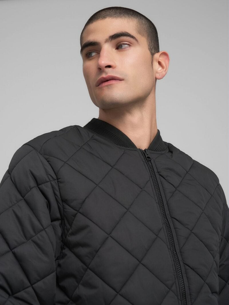 black quilted ripstop bomber jacket