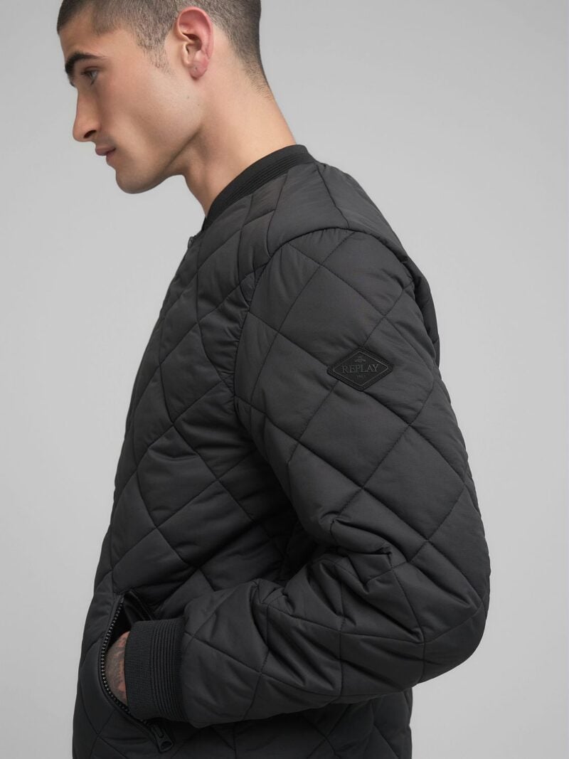 black quilted ripstop bomber jacket