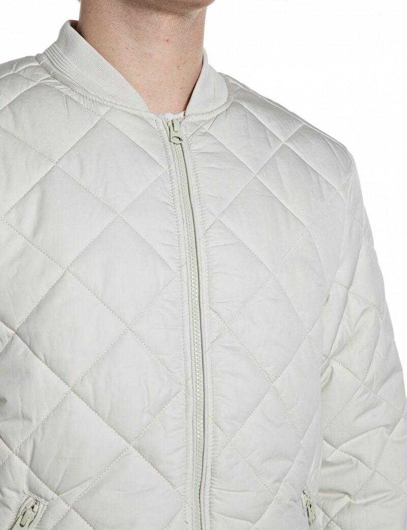 snow white quilted ripstop bomber jacket