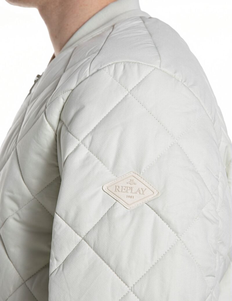 snow white quilted ripstop bomber jacket