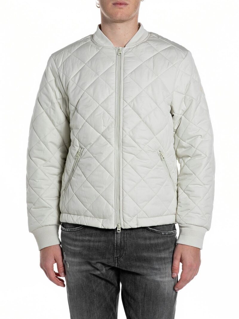 snow white quilted ripstop bomber jacket